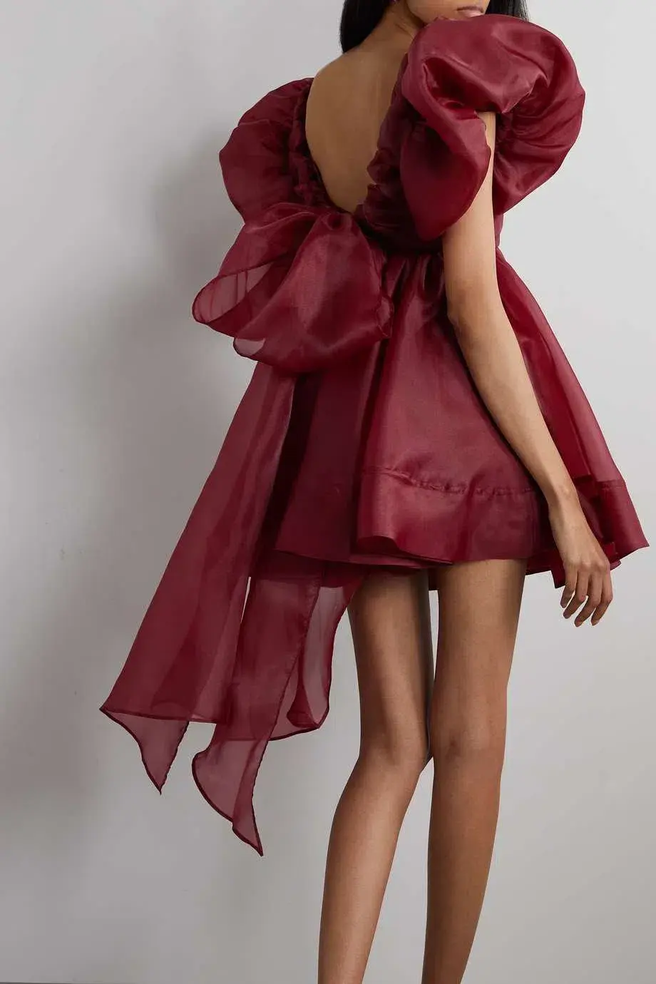 Aje Gretta Organza Mini Dress Burgundy Size 6 / XS for rent on The Volte - main image