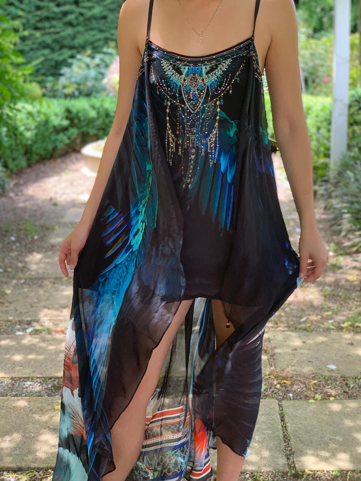 Camilla Night Flight Mini Dress with Overlay Print Size S - Image 1