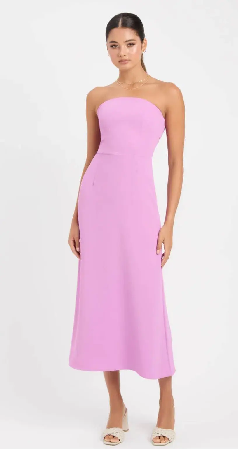 Kookai Alpha Strapless Midi Dress in Violet Size 36 / Au 8 for rent on The Volte - main image