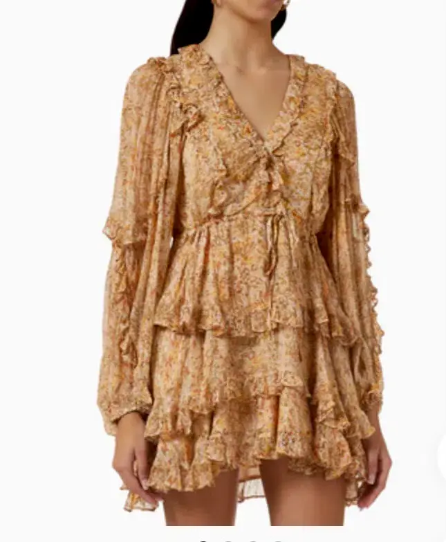 Shona Joy Louise Balloon Sleeve Frill Mini Dress Multi Size 10 / M - Image 3