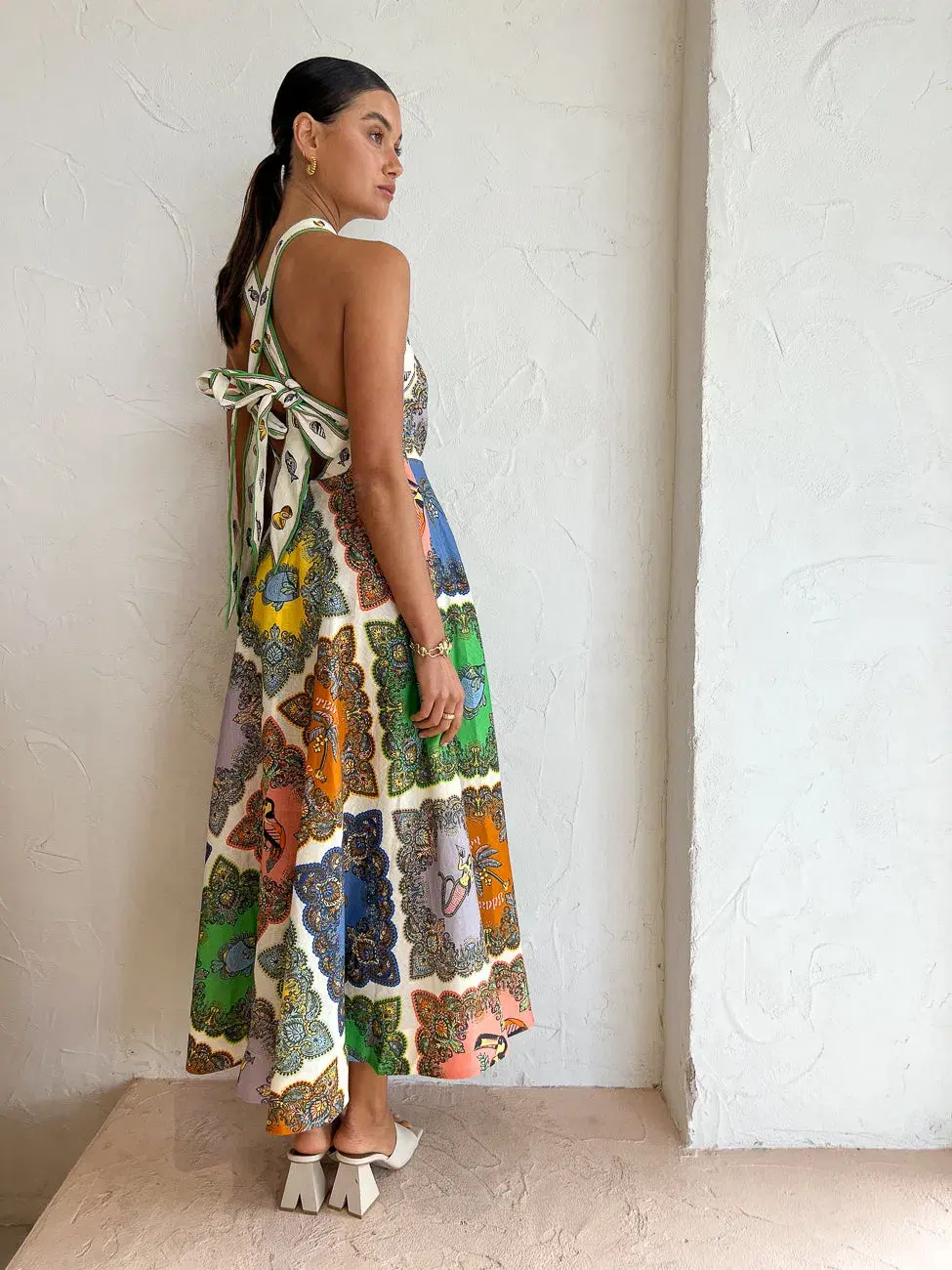 Alemais Trippy Troppo Halter Midi Dress Multi Print Size 8 - Image 4