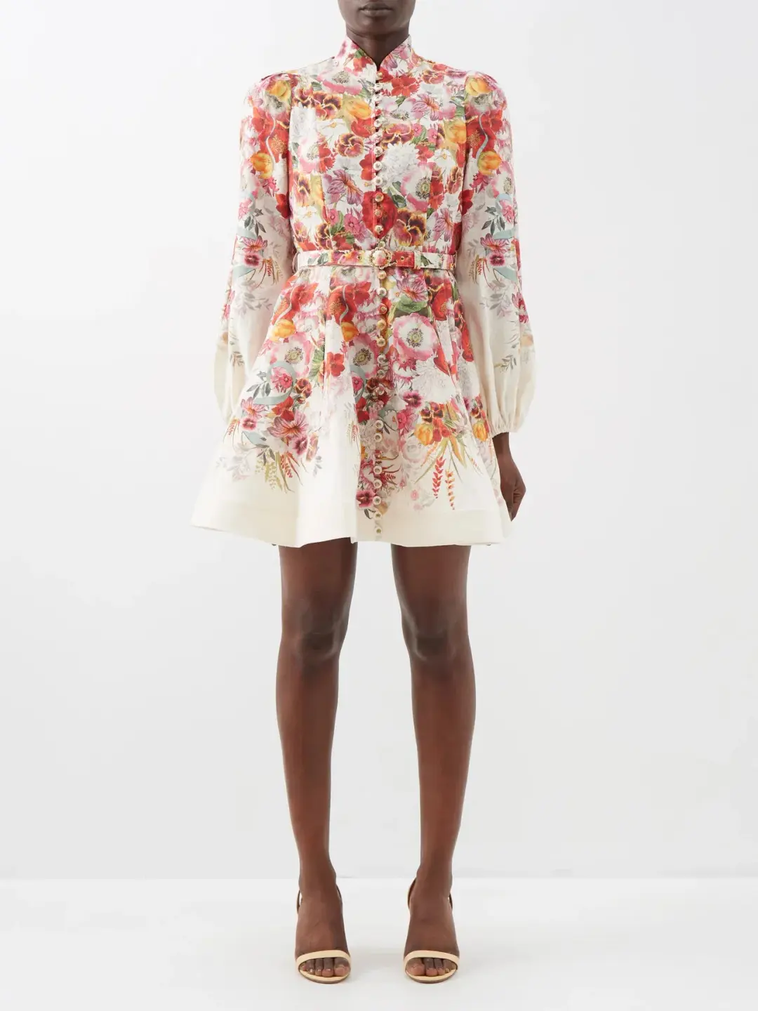 Zimmermann Wonderland Buttoned Mini Dress Floral Size 1 / Au 10 for rent on The Volte - main image