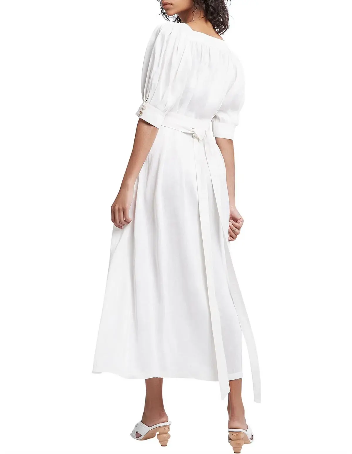 Aje The Aspect Silk Linen Dress White Size 12  - Image 3