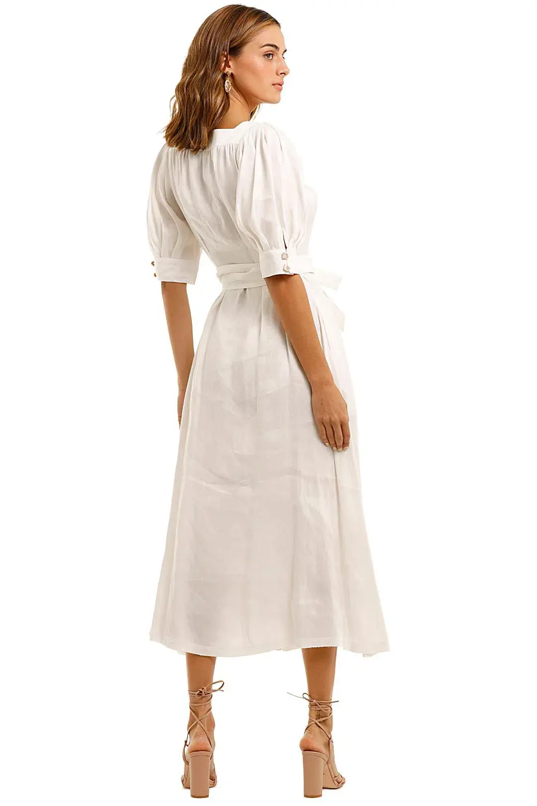 Aje The Aspect Silk Linen Dress White Size 12  - Image 5