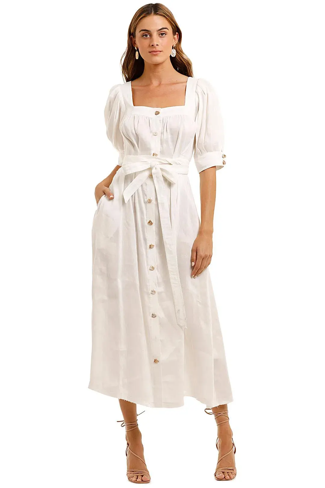 Aje The Aspect Silk Linen Dress White Size 12  - Image 1