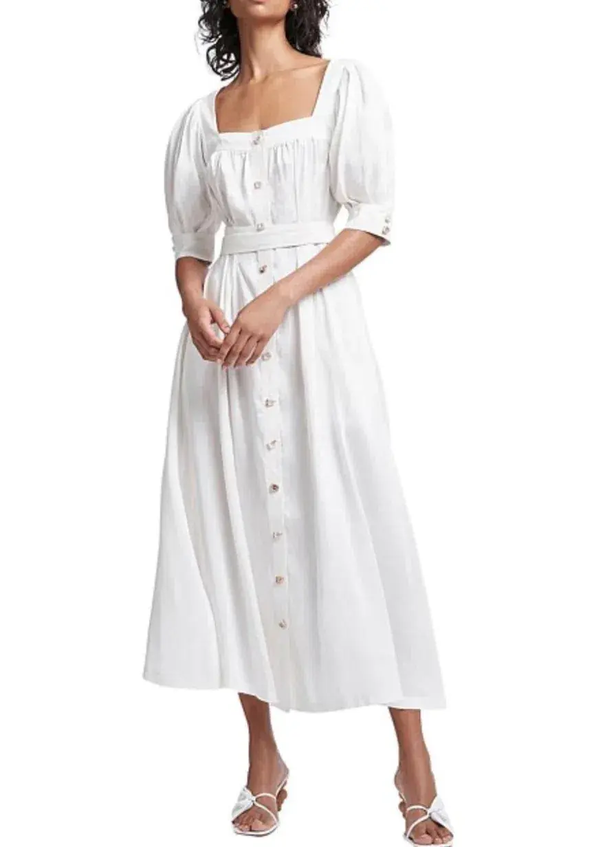 Aje The Aspect Silk Linen Dress White Size 12  - Image 2