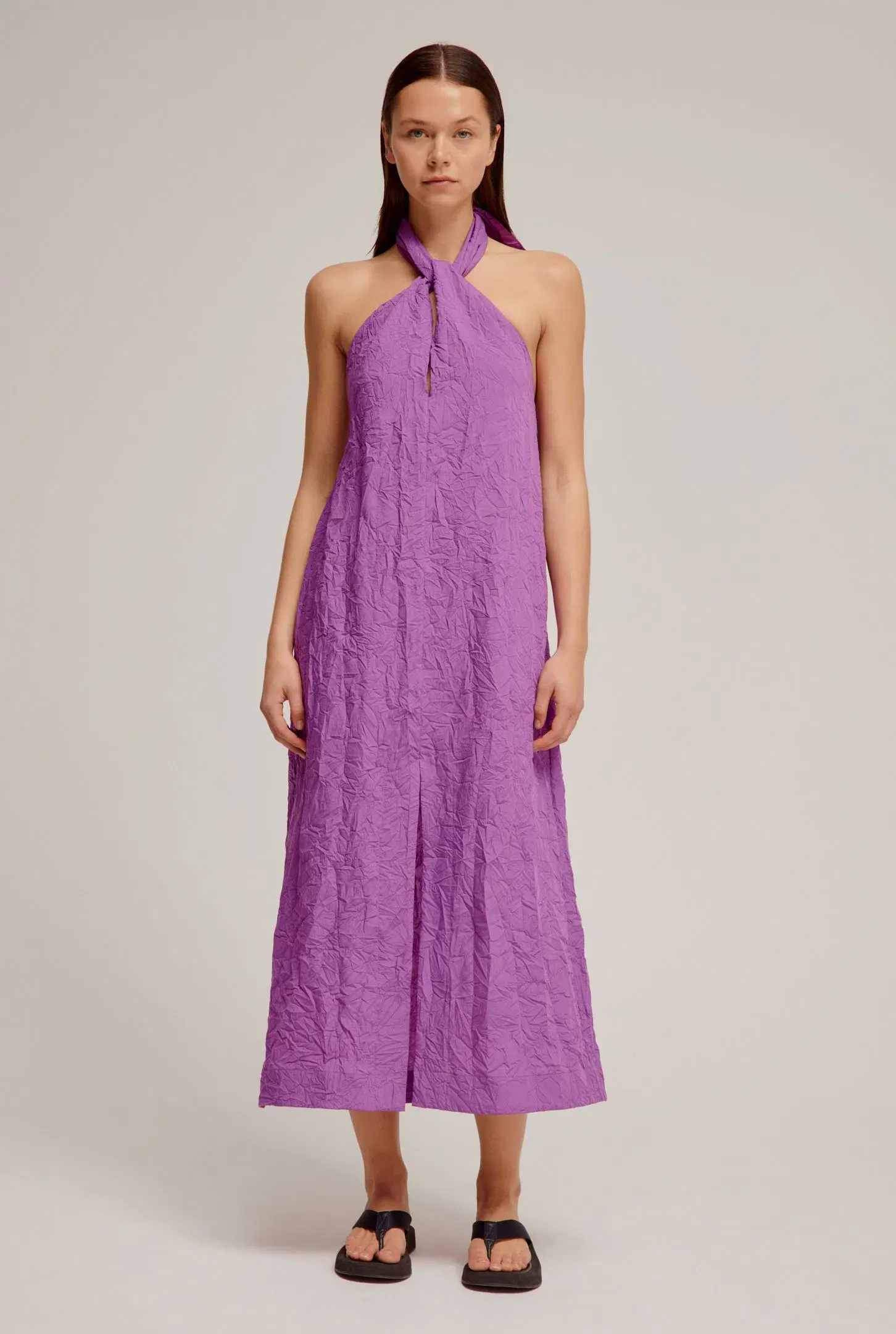 Venroy Crushed Halter Midi Bright Purple Size S/AU 8 - Image 1