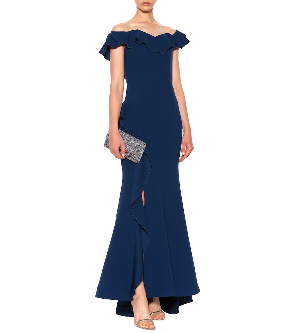 Rebecca Vallance Aegean off-the-shoulder dress navy size 12 - Image 1