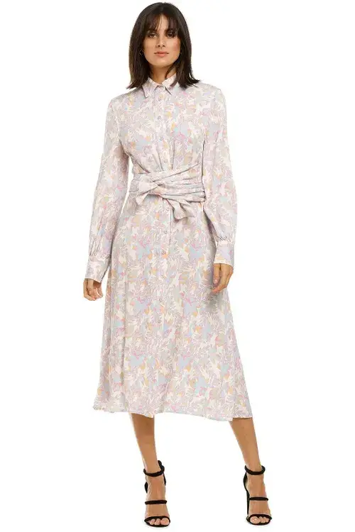 Rebecca Vallance Fleur Midi Shirt Dress in Floral Print Size 10 - Image 1