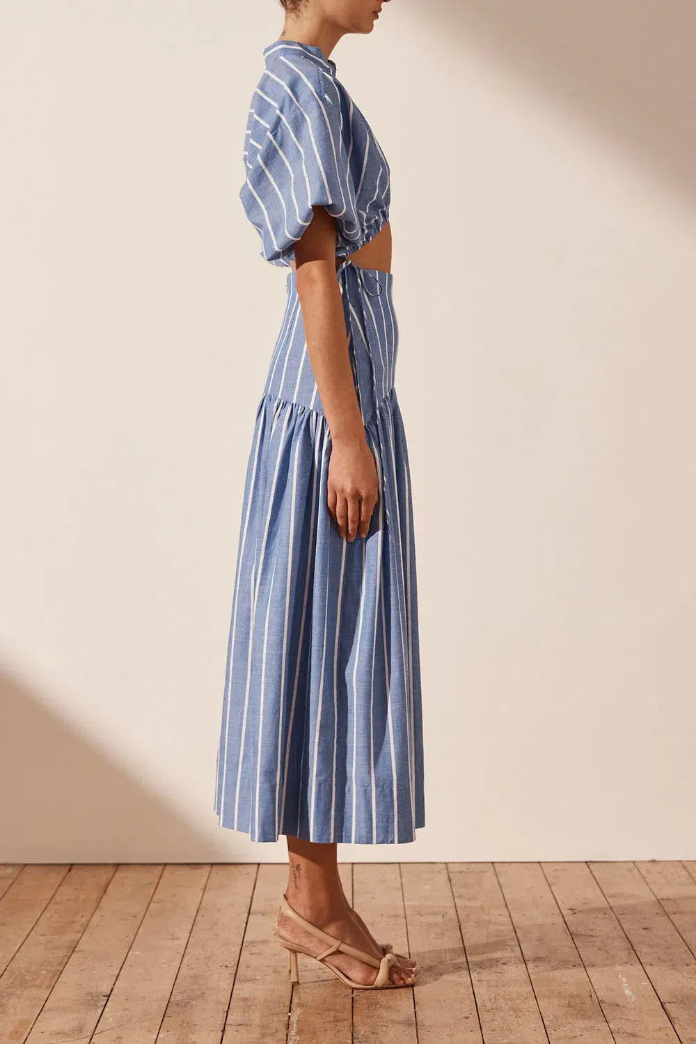 Shona Joy Deconstructed Kimberly Midi Chambray Blue Size 8 - Image 3