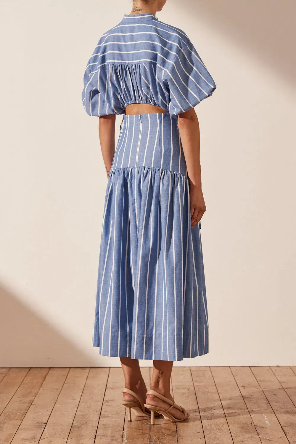 Shona Joy Deconstructed Kimberly Midi Chambray Blue Size 8 for rent on The Volte - main image