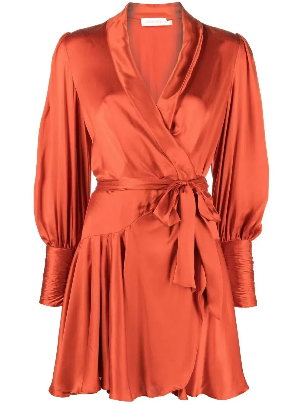 Zimmermann Silk-Satin Mini Wrap Dress Red Size 1 / AU 10 - Image 4