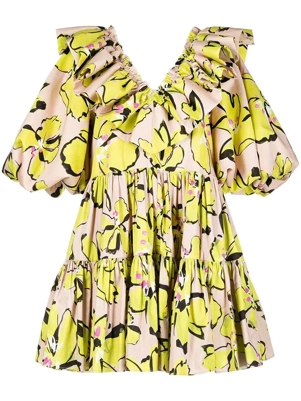Aje Ruffle Mini Dress Print Size 8 - Image 4