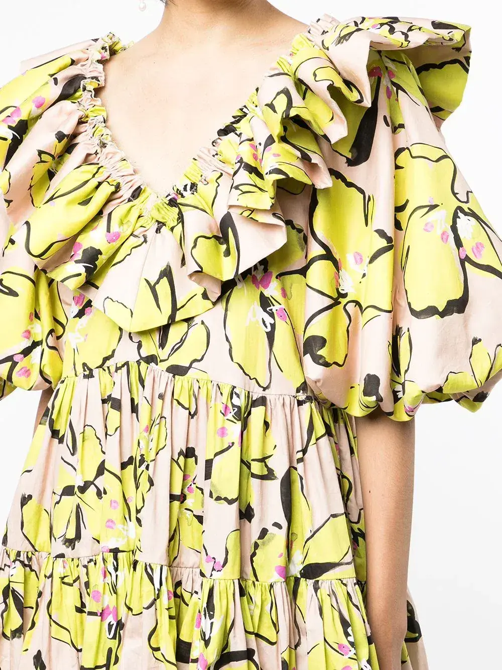 Aje Ruffle Mini Dress Print Size 8 - Image 5