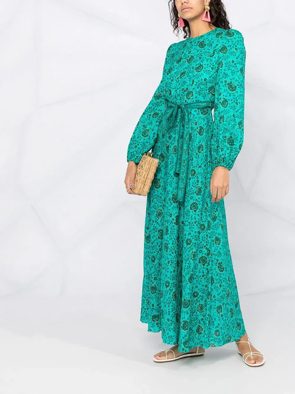 Zimmermann The Lulu High Neck Dress in Jade Floral Size 1 / Au 10 for rent on The Volte - main image