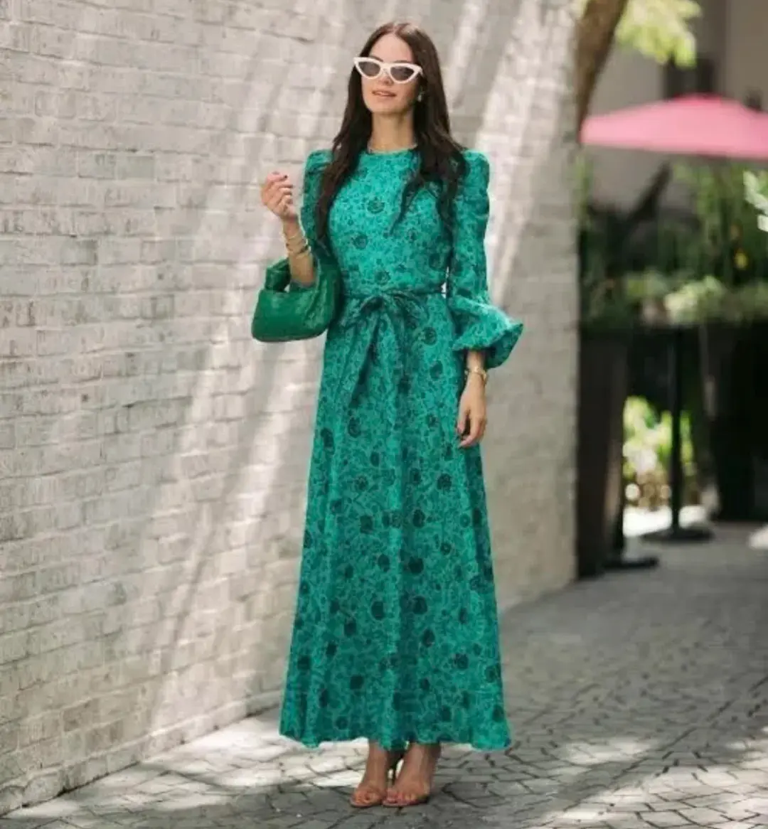 Zimmermann The Lulu High Neck Dress in Jade Floral Size 1 / Au 10 for rent on The Volte - main image