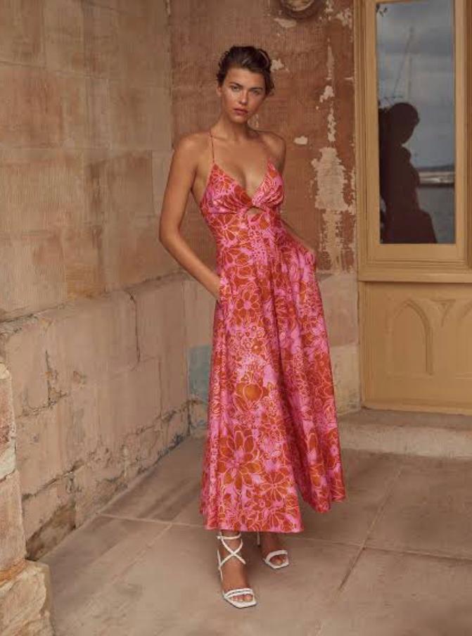 Scanlan Theodore cotton strappy midi tangerine size 12  - Image 2