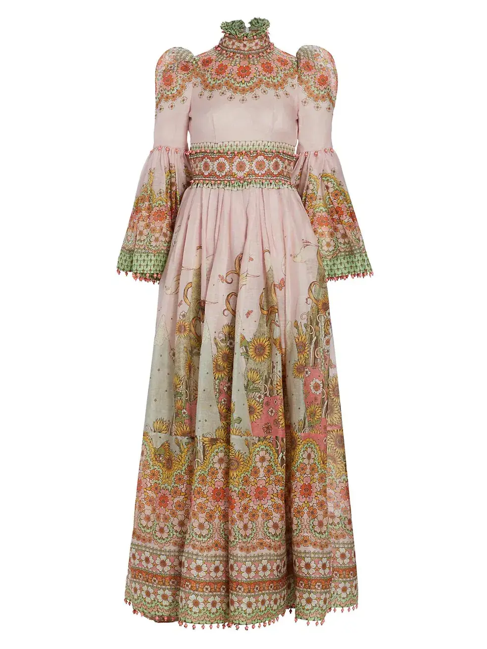 Zimmermann Kaleidoscope Kaleidoscope Bell-Sleeve Gown Leo Zodiac Print Size 0/Au 8  - Image 4
