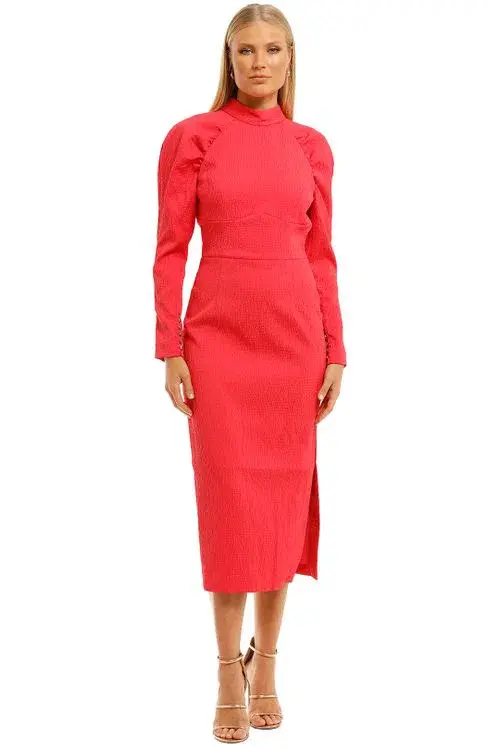 Rebecca Vallance Martini LS Midi Dress in Pink in Size 10 - Image 1