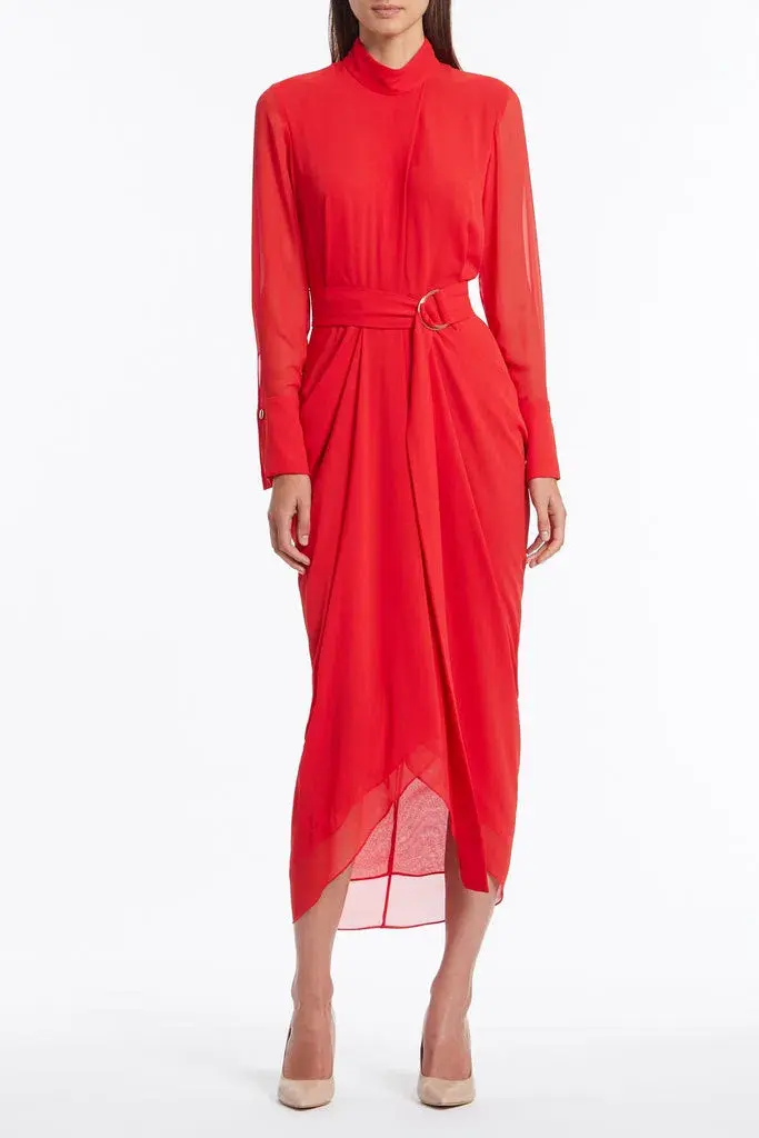 Carla Zampatti Style Icon Waterfall Dress Red Size 14 - Image 1