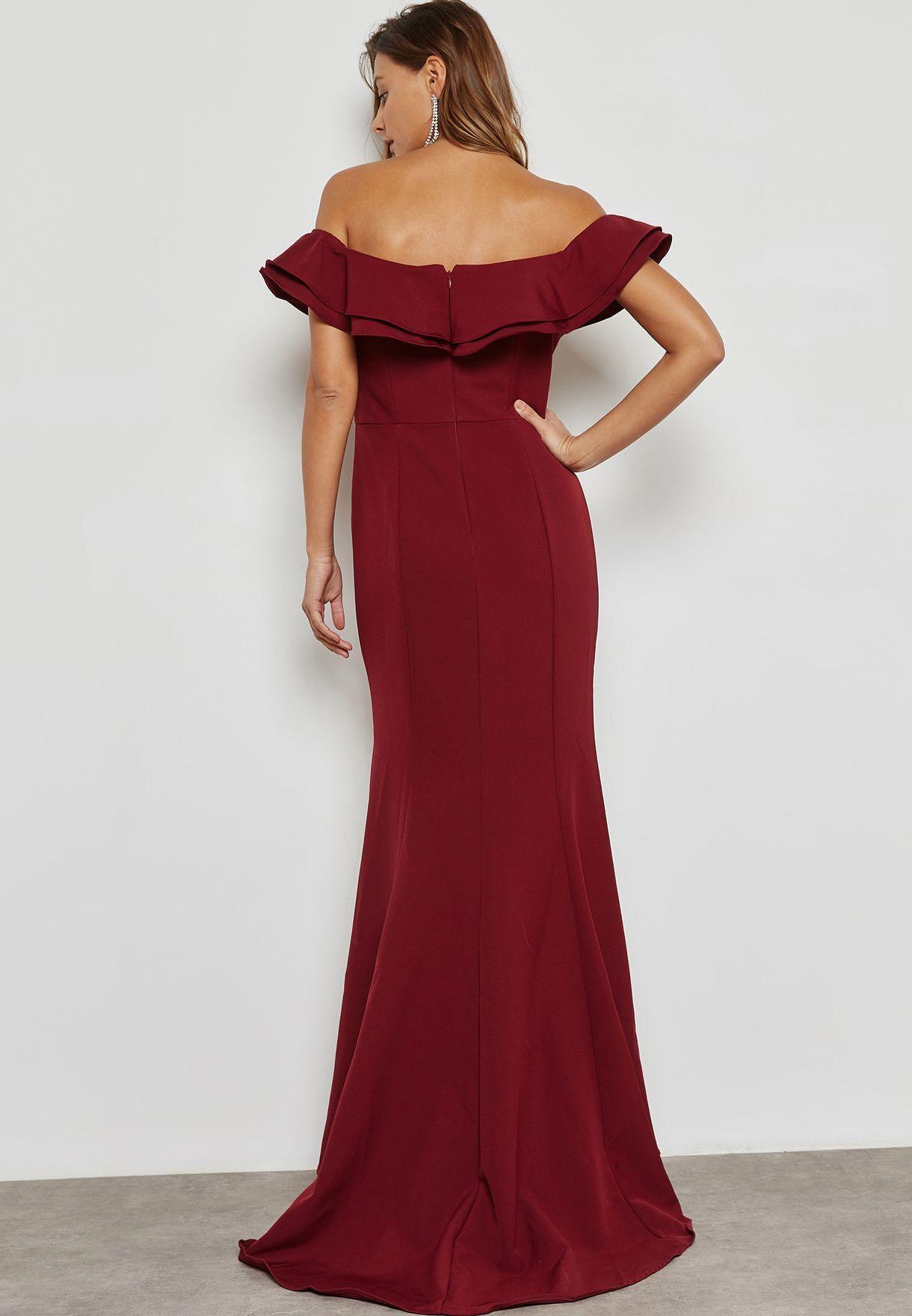 Jarlo Bardot Slit Dress Red Size 10 - Image 2