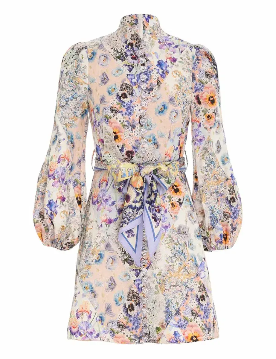 Zimmermann Tama Belted Mini Dress Floral Size 2 / AU 12 - Image 4