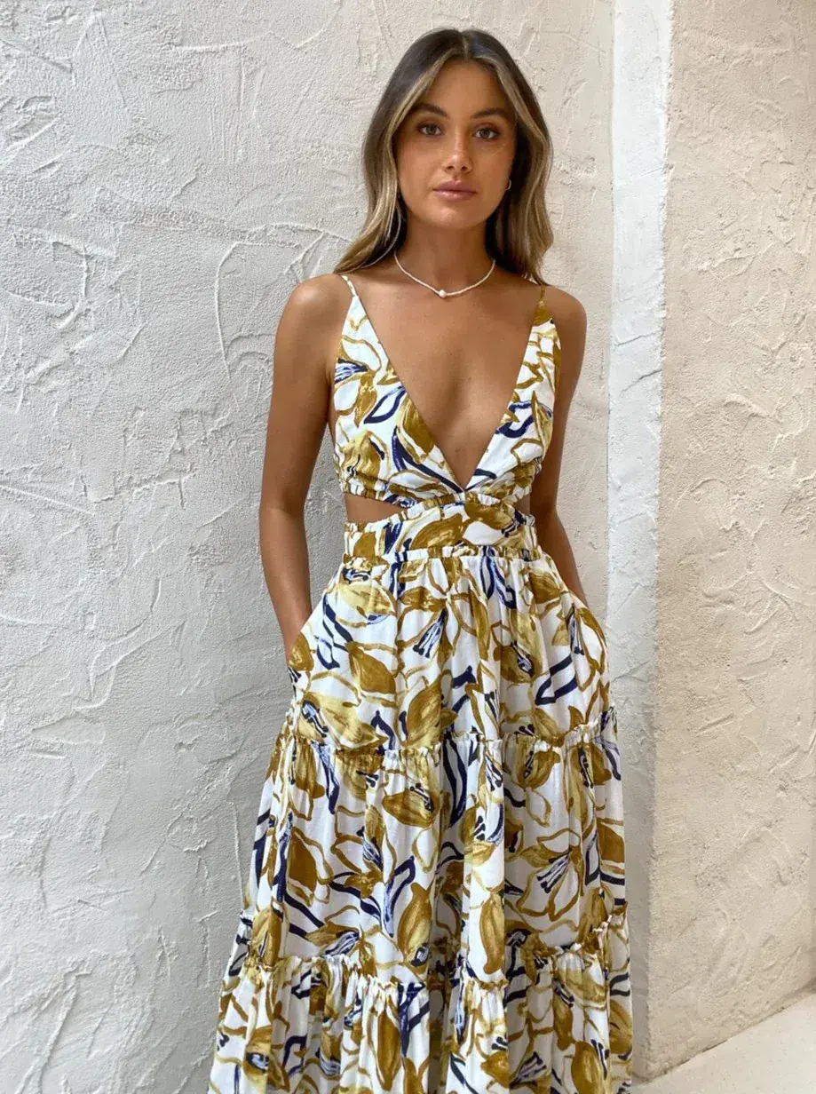 Bec & Bridge Eugenie Maxi Dress Multi-colored Size AU 8 - Image 4