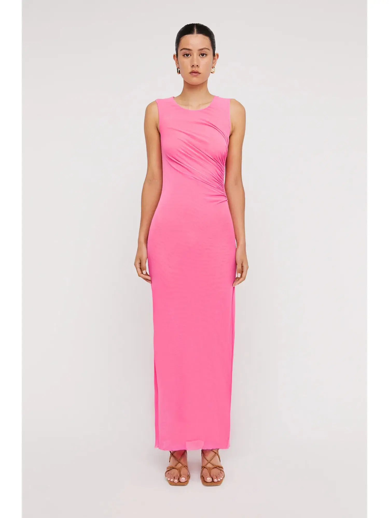 Scanlan Theodore Italian Mesh Gathered Dress Pink Size AU 10  - Image 1