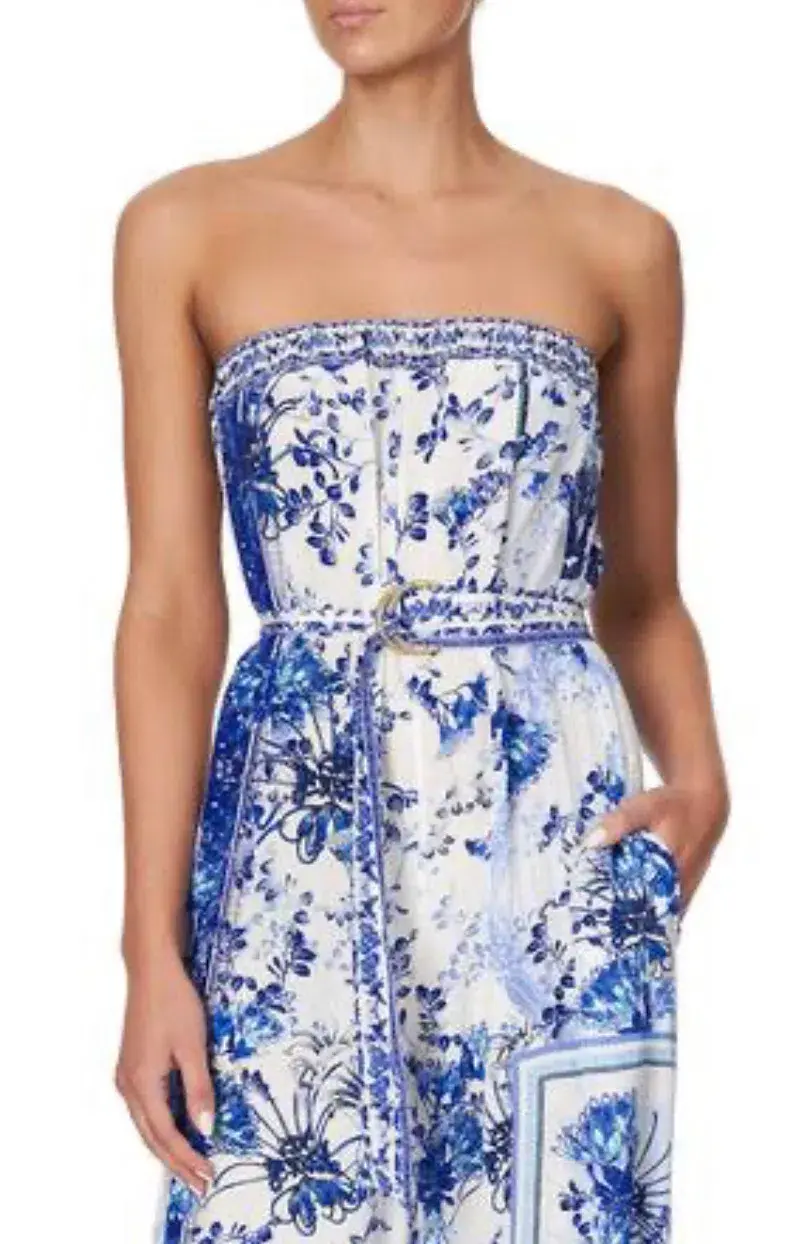 Camilla Strapless Jumpsuit With D Ring Belt in Cards From The Coast Print Size XS / Au 8 - Image 2