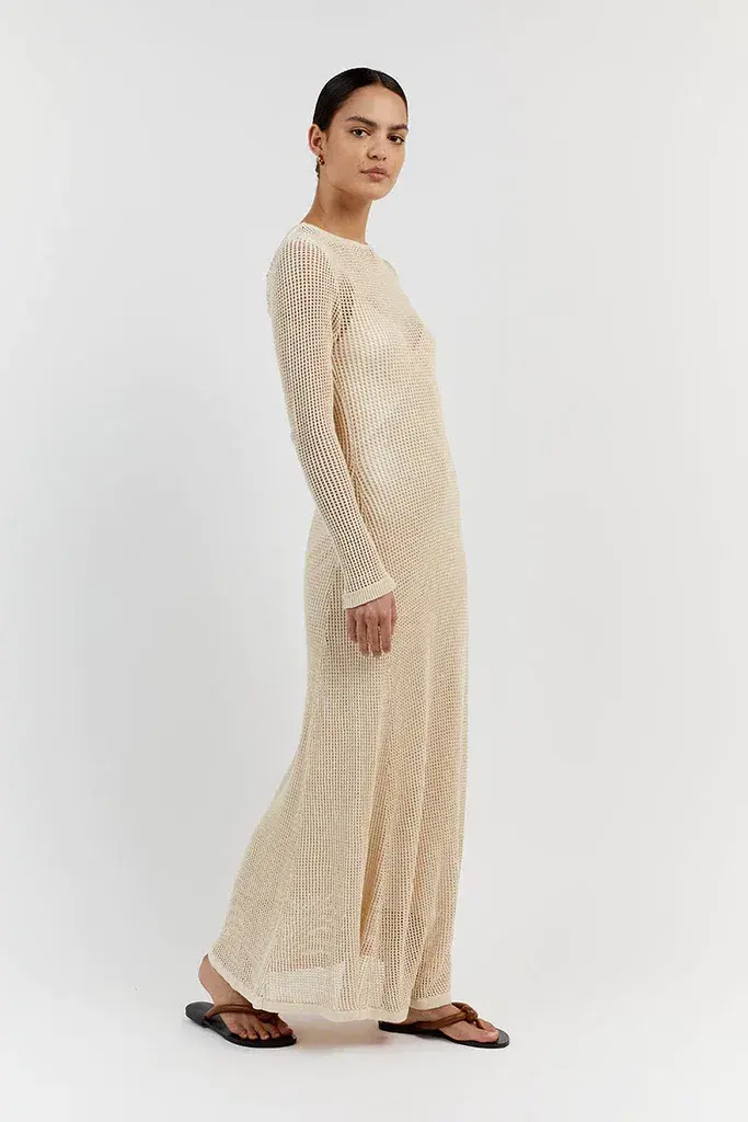 DISSH Ophelia Long Sleeve Crochet Maxi Dress Natural Size 10 / M - Image 2