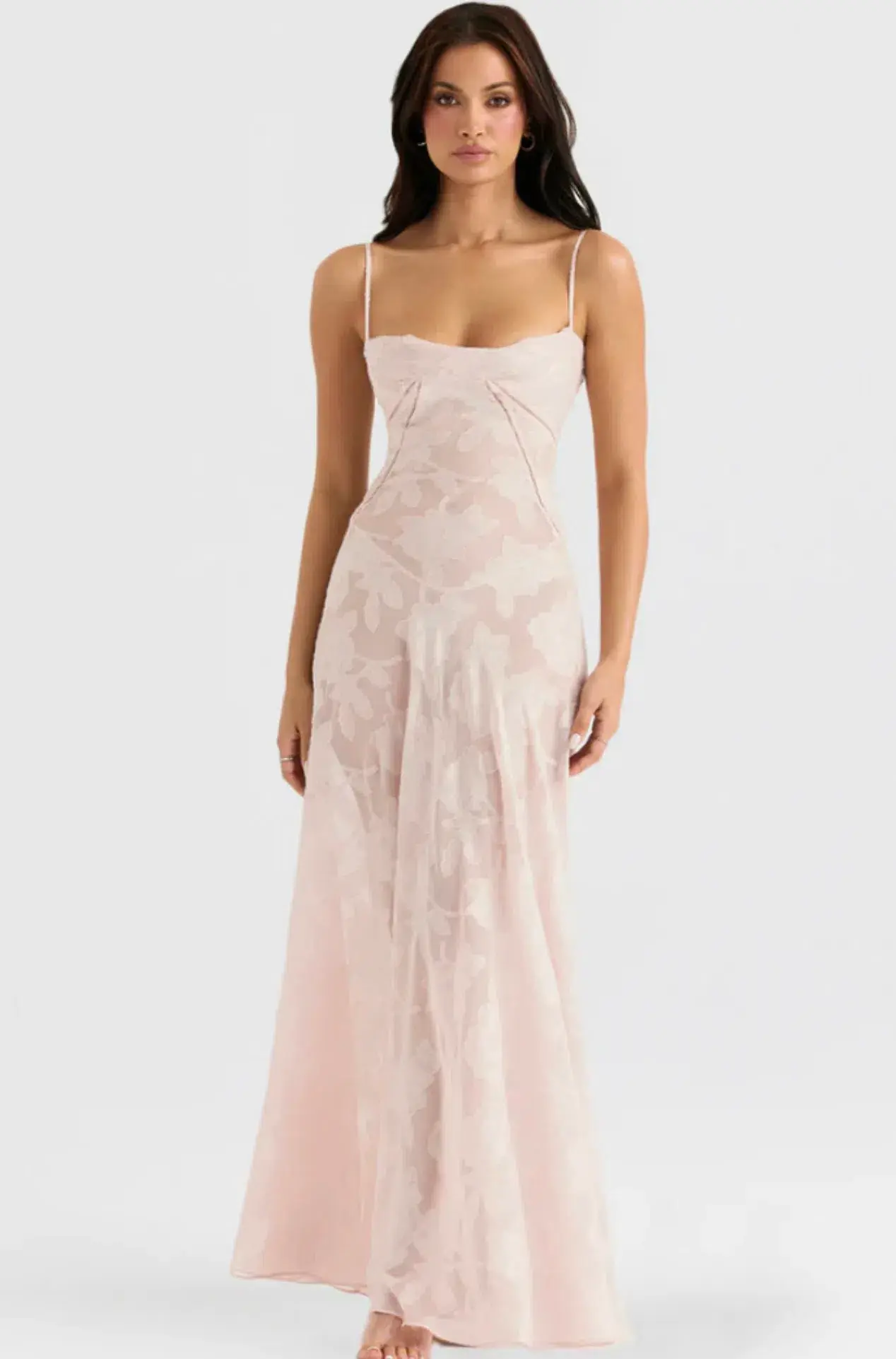 House of CB Seren Lace Back Maxi Dress Soft Pink Floral Size M / 10 - Image 2