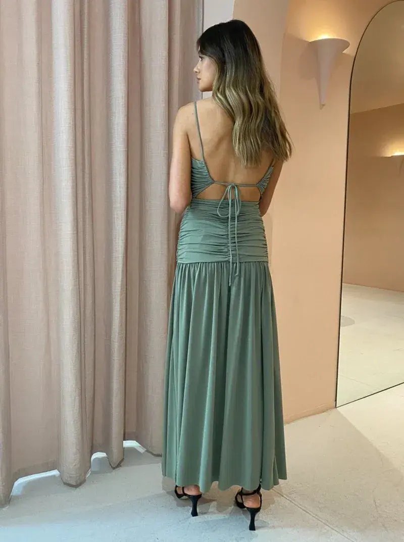 Bec & Bridge Vixen Maxi Dress Olive Size 10 - Image 3