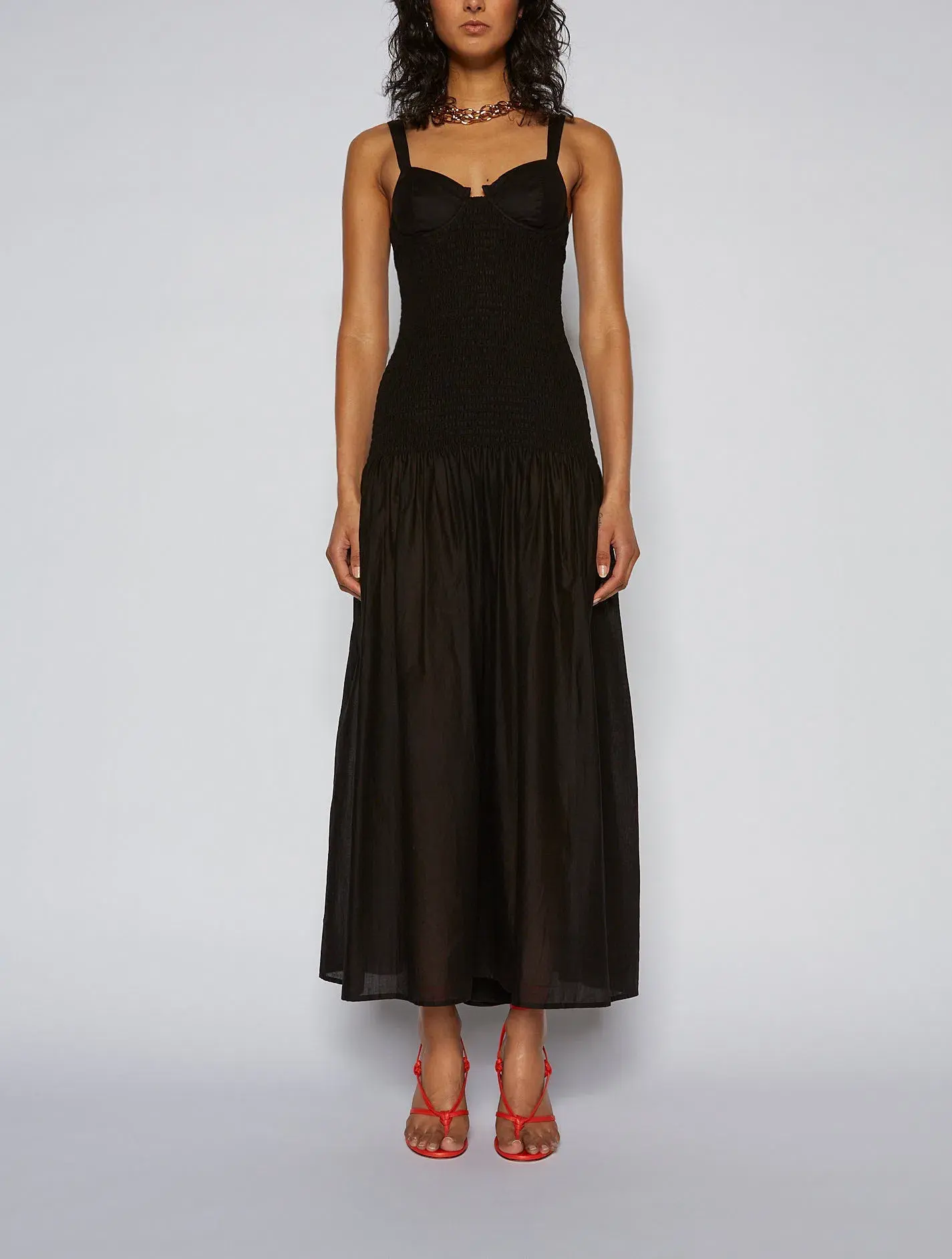 Scanlan Theodore Cotton Bralette Midi Dress Black Size 8 / S - Image 1