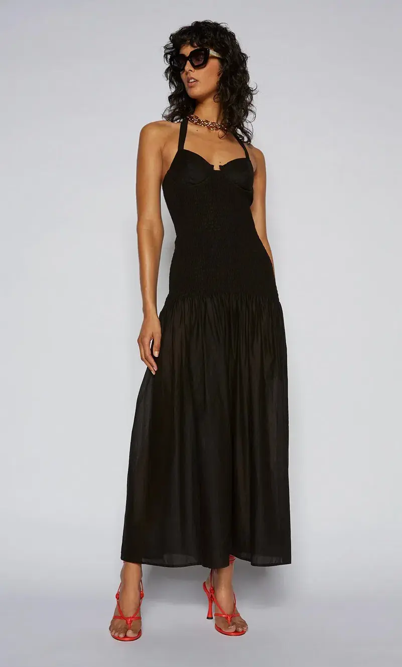 Scanlan Theodore Cotton Bralette Midi Dress Black Size 8 / S - Image 6