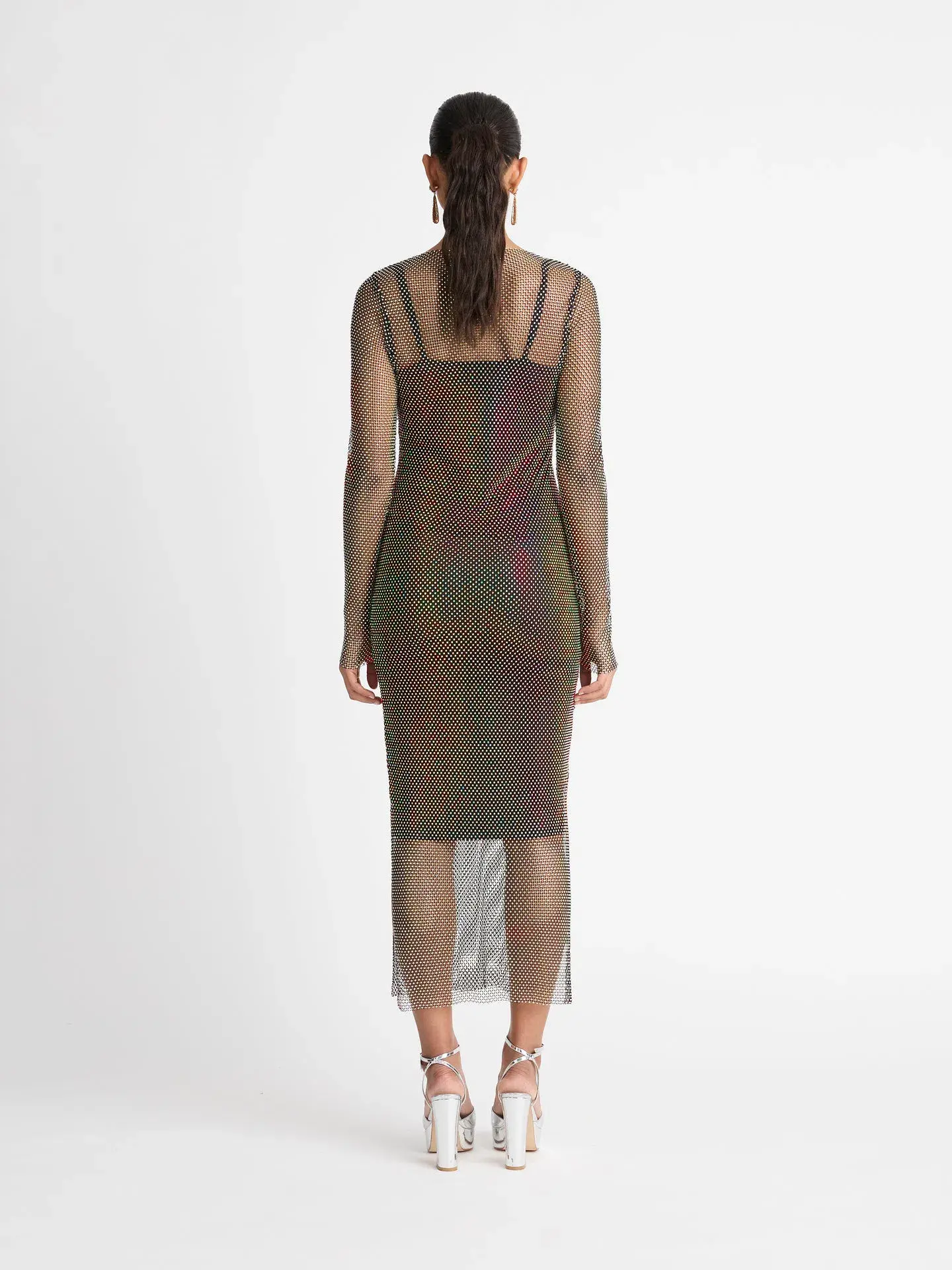 Sheike Crystal Mesh Midi Dress Size 8 / S - Image 2