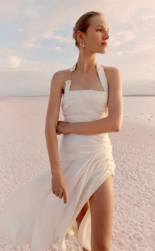 Aje Mika Draped Split Maxi Dress Ivory Size 6 / XS - Image 2
