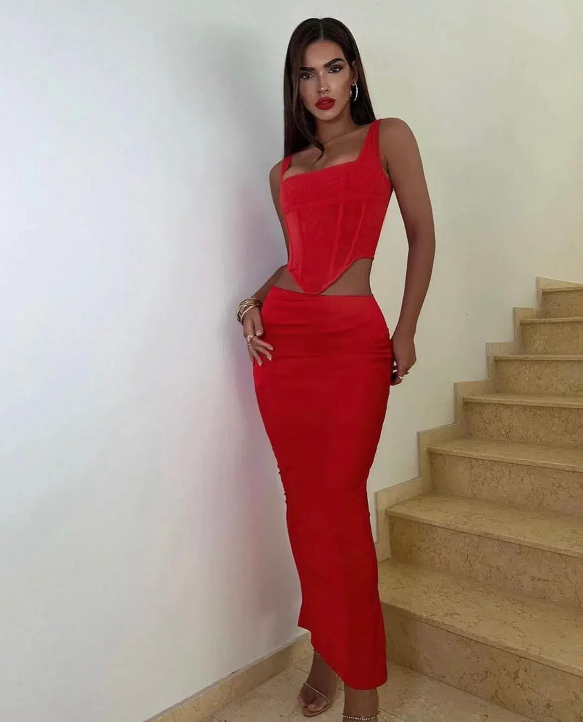 House Of CB Edetta Corset and Colette Skirt Set Red Size S / Au 8 - Image 5