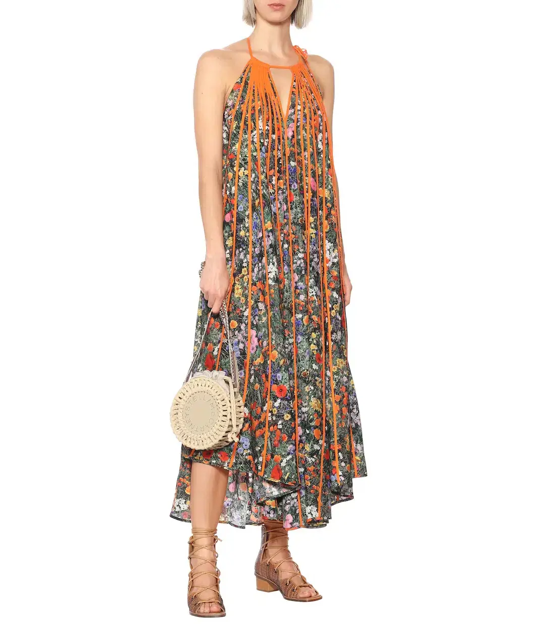 Stella McCartney Klara Floral Pleated Silk Maxi Dress Multi Size 8 - Image 2