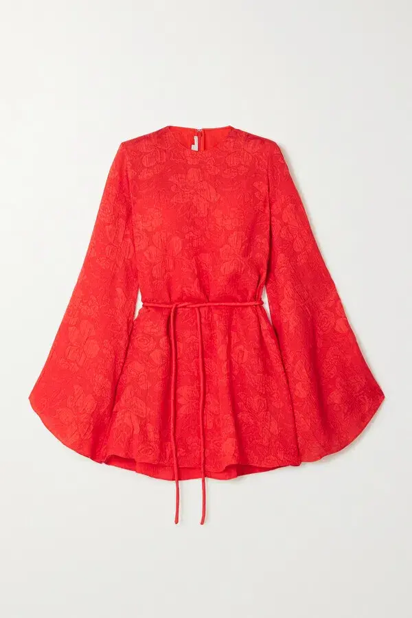 Stella McCartney Crinkled Silk-jacquard Mini Dress Red Size 8 - Image 4