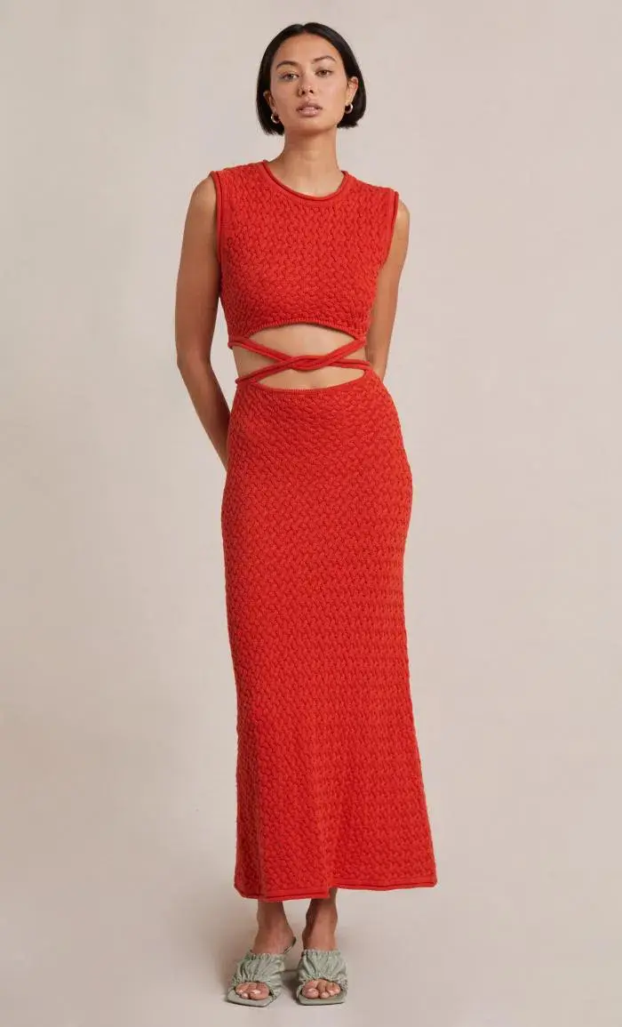 Bec & Bridge Effie Knit Cut Out Maxi Dress Red Size 10  - Image 2