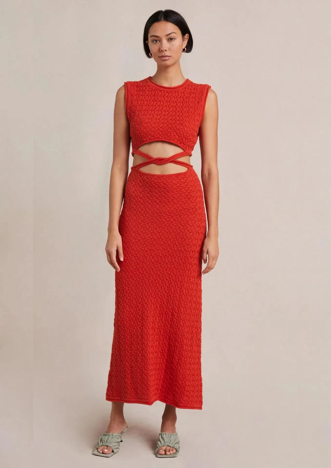 Bec & Bridge Effie Knit Cut Out Maxi Dress Red Size 10  - Image 1