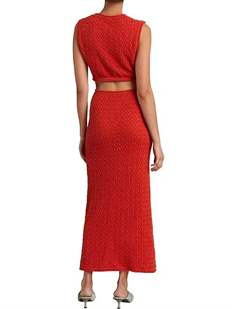 Bec & Bridge Effie Knit Cut Out Maxi Dress Red Size 10  - Image 3