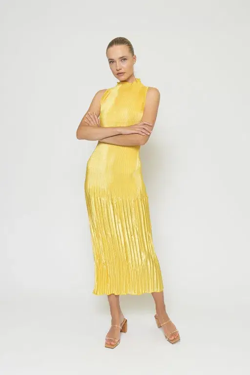 L'idee Soiree Moss Gown in Canary Yellow Size 8 - Image 1