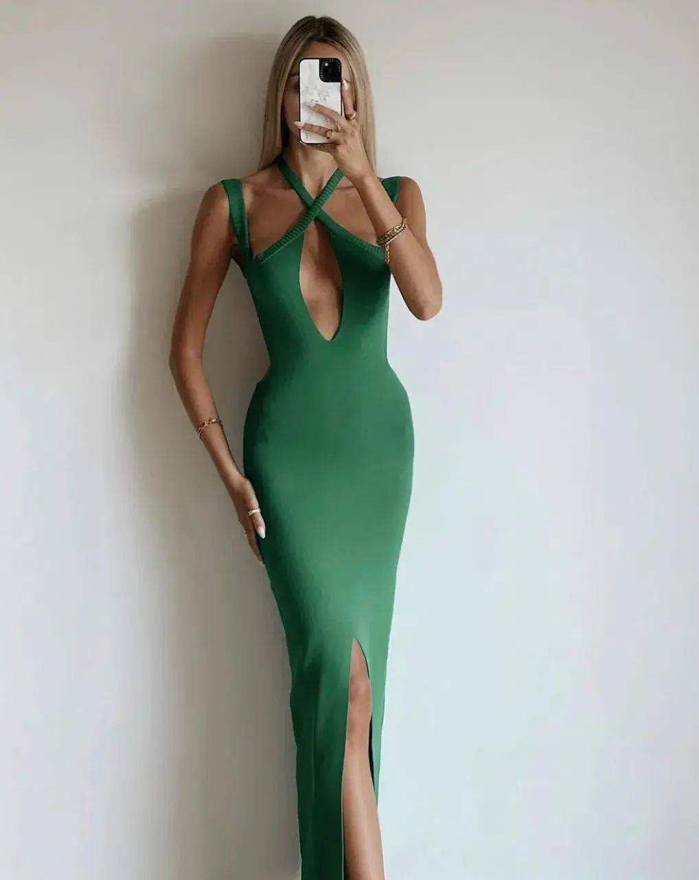 San Sloane Celia Midi Dress in Emerald Green Size 8  - Image 2