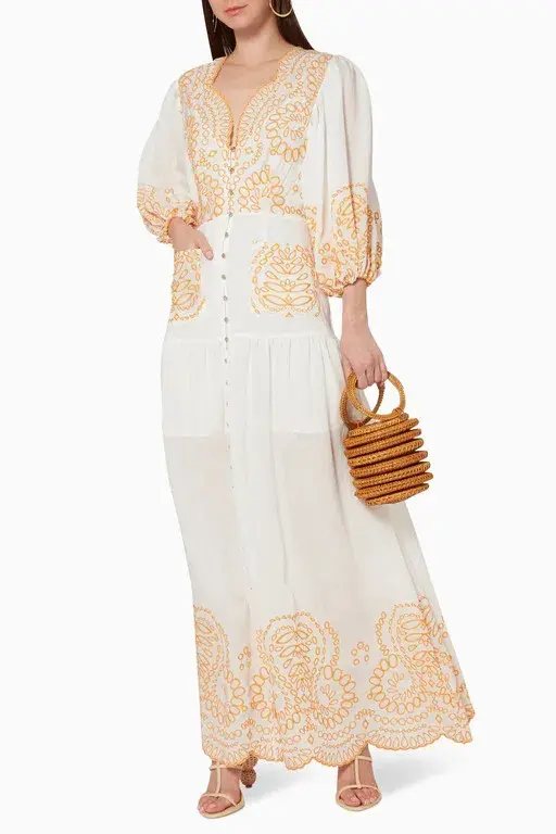 Keepsake the Label Without Me Maxi Dress White / Orange  Size 10 - Image 1