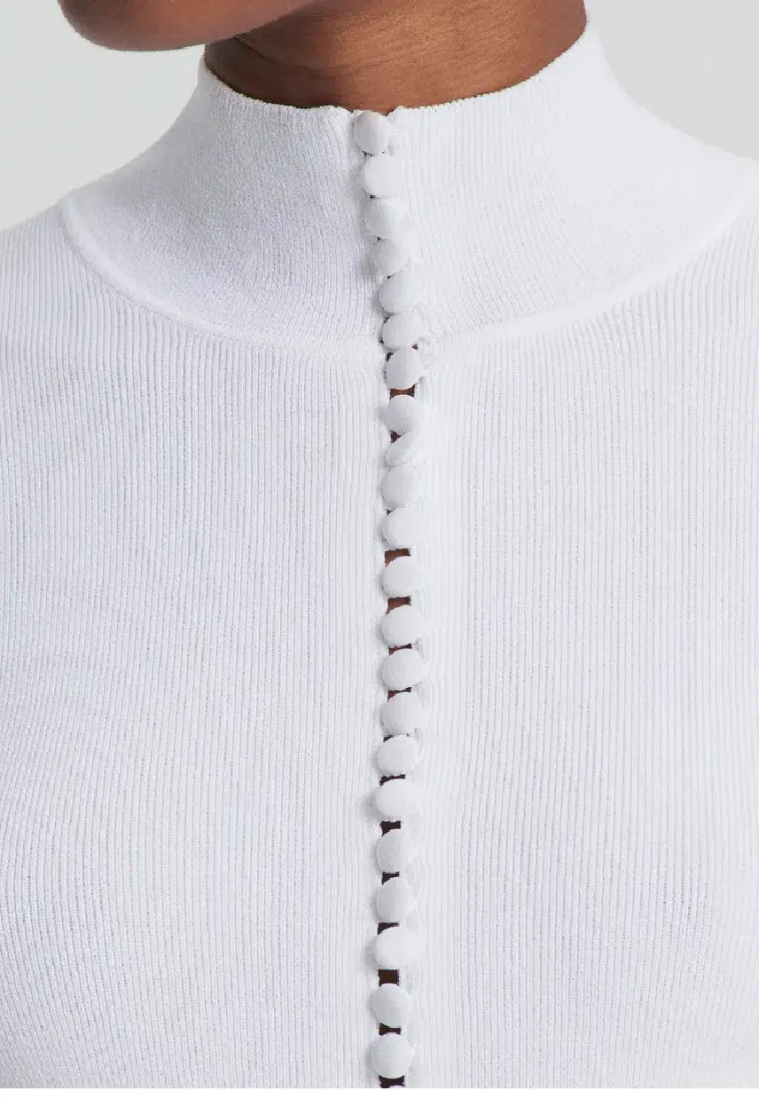 Scanlan Theodore Crepe Knit Button Polo in White Size 12 / L - Image 6
