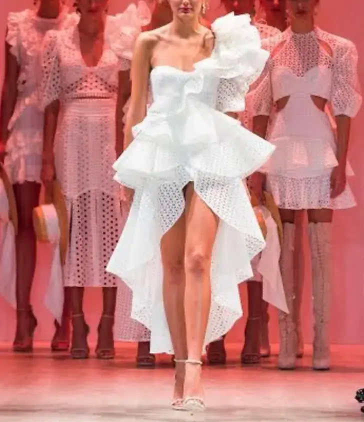 THURLEY Marion Ruffle Dress - White - Size 8 - Image 1