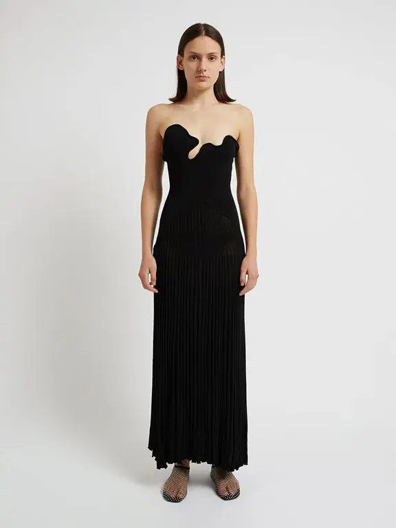 Christopher Esber Sculptured Pleated Rib Dress Black Size S/Au 8  - Image 2