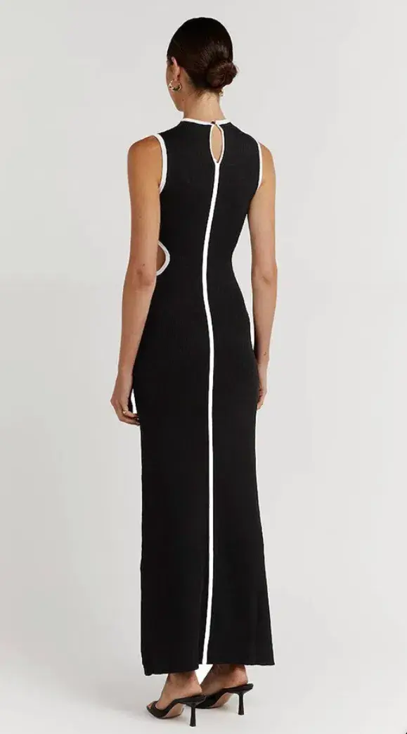 Dissh Binding Wheat Knit Midi Dress Black Size AU 10 for rent on The Volte - main image