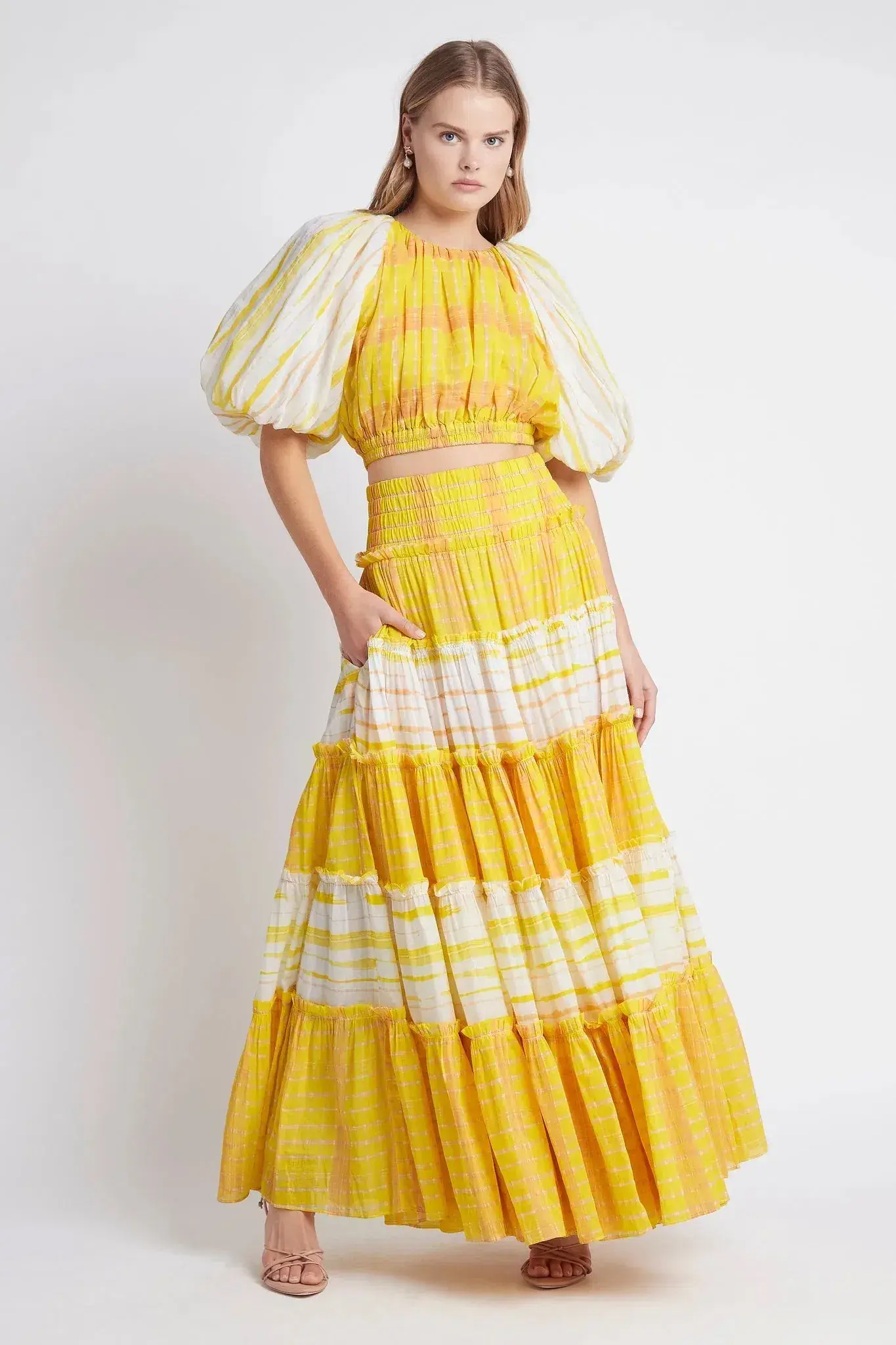 Aje Wilderness Cropped Top and Maxi Skirt Yellow Size AU 4 - Image 2